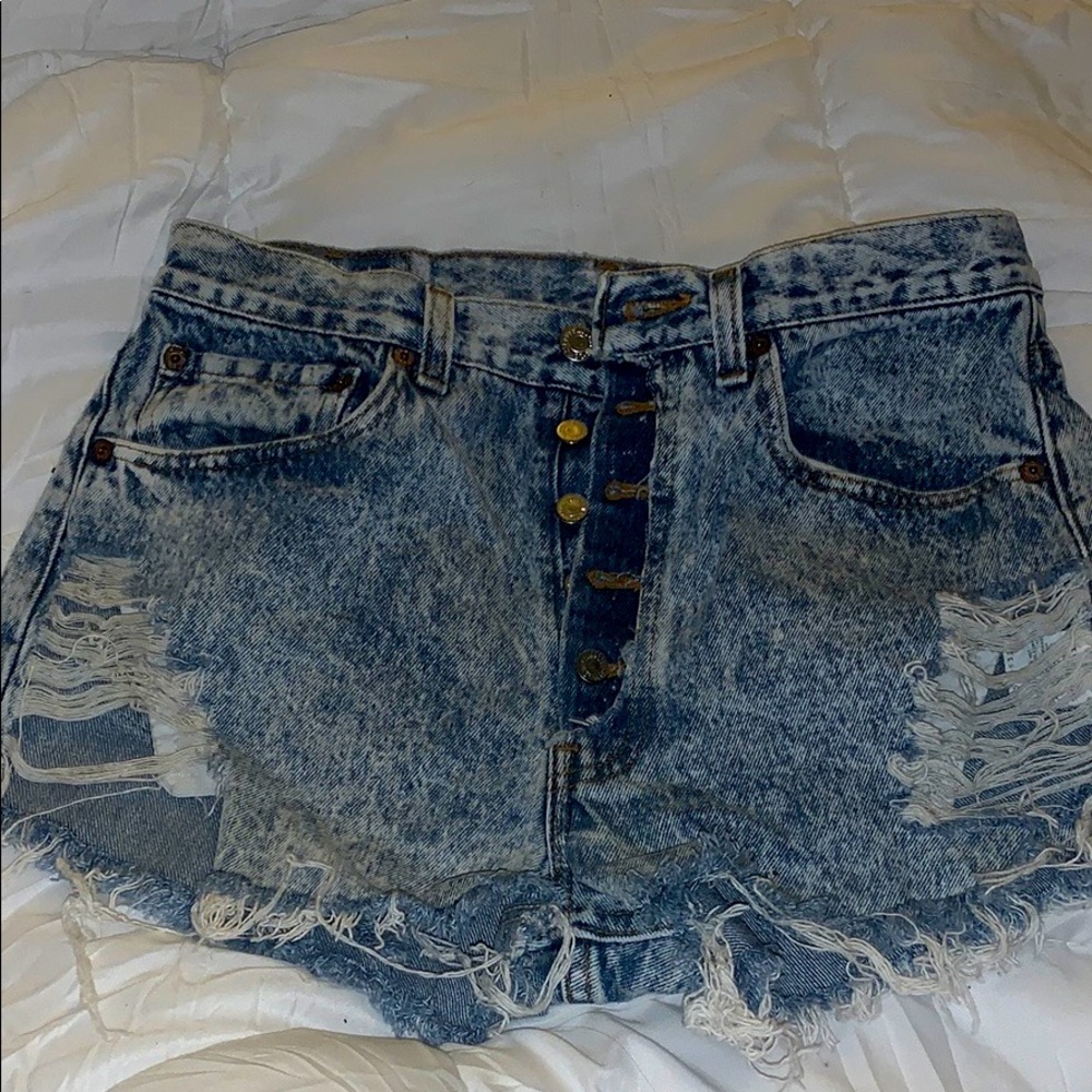 Custom Levi's distressed frayed hems cutoffs